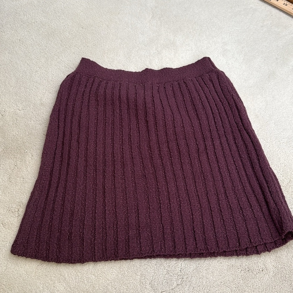 Free People Rosemary Cotton Blend Sweater Miniskirt Set in Plum Jam Size Medium - Picture 4 of 15